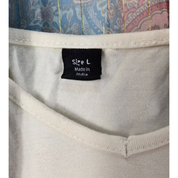 Boston Proper 2 Piece Sheer Dress Sparkly Boho Paisley Sz L Cream Tank Slip - Picture 7 of 16